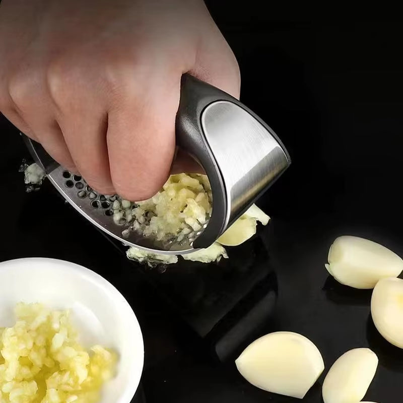 GarlicMaster™ Stainless Steel Garlic Press & Peeler – Manual Garlic Masher, Beater & Crusher